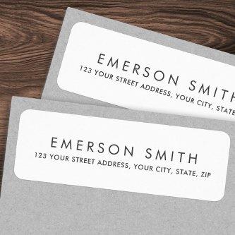 Elegant minimalist white return address label