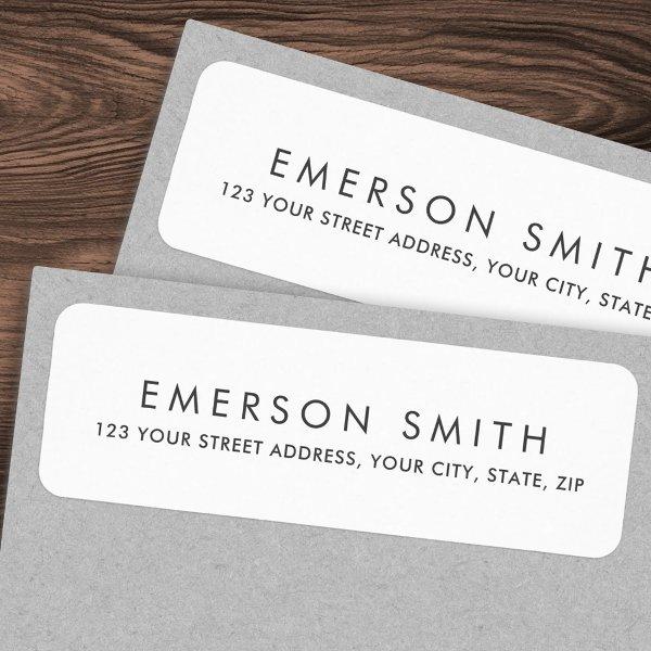 Elegant minimalist white return address label