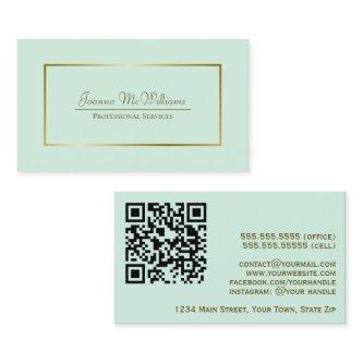 Elegant Mint Green & Gold Professional QR Code