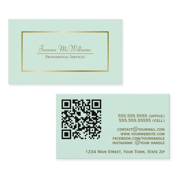Elegant Mint Green & Gold Professional QR Code