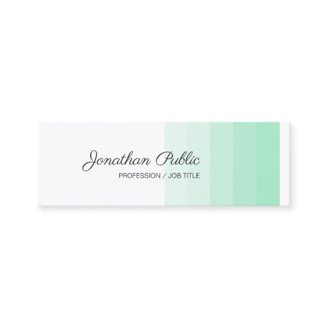 Elegant Mint Green White Calligraphed Modern Mini