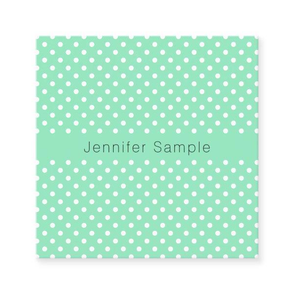 Elegant Mint Green White Dots Template Modern Square