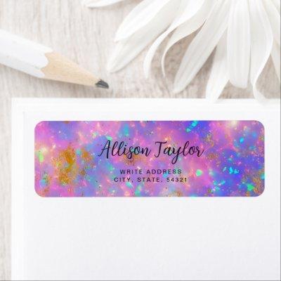 Elegant Modern Abstract Gold Fire Opal Gemstone Label