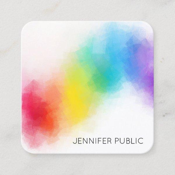 Elegant Modern Abstract Rainbow Colors Template Square
