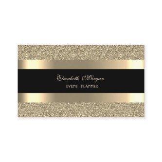 Elegant Modern, Black Gold Striped Glitter