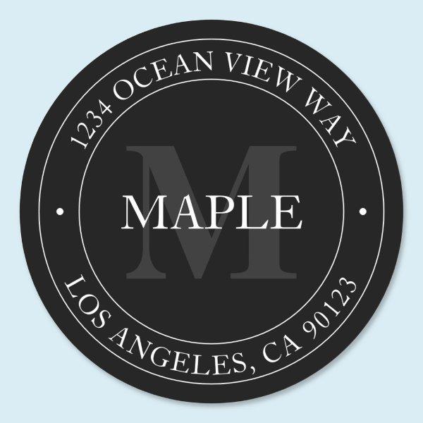 Elegant Modern Black White & Grey Classic Round Sticker