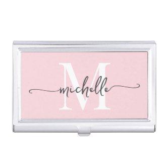 Elegant Modern Blush Pink Monogram Name Script  Case