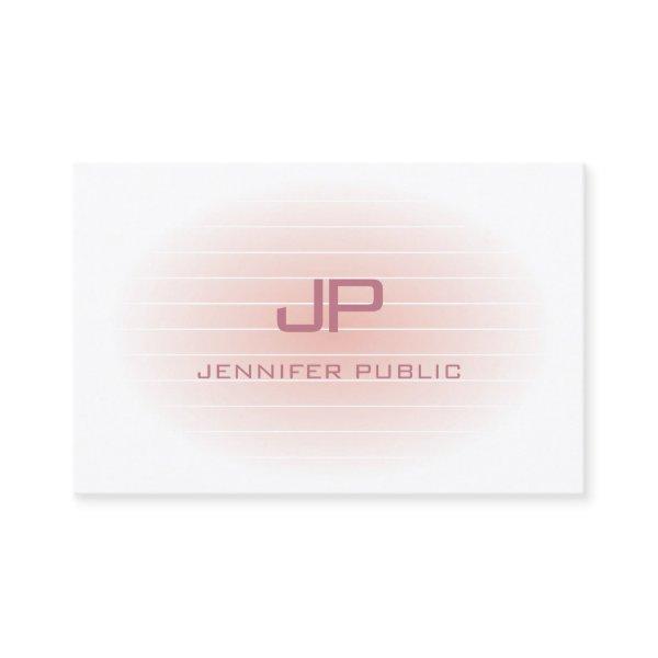 Elegant Modern Blush Pink White Trendy Monogram