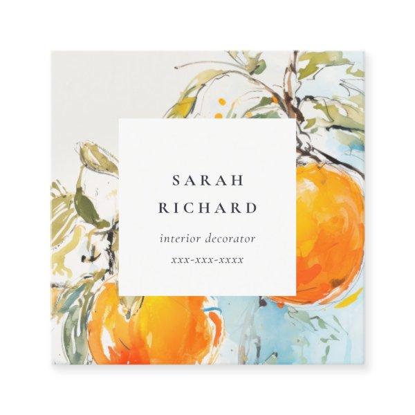Elegant Modern Boho Abstract Sketchy Orange Garden Square