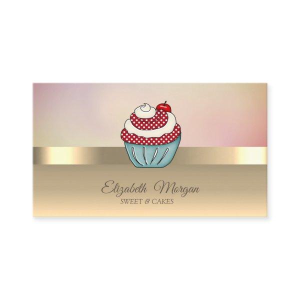 Elegant Modern Chic Gold Cupcake Cherry