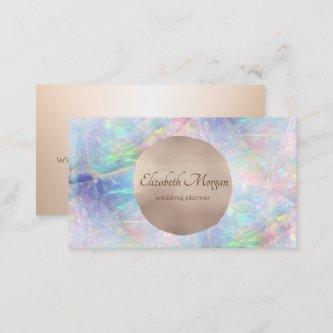 Elegant Modern Chic Rose Gold Circle Opal