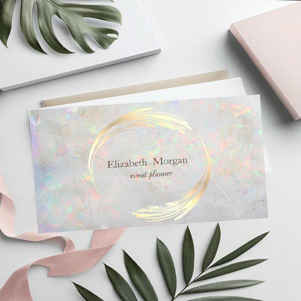 Elegant Modern  Circle Violet,Gold,White Opal