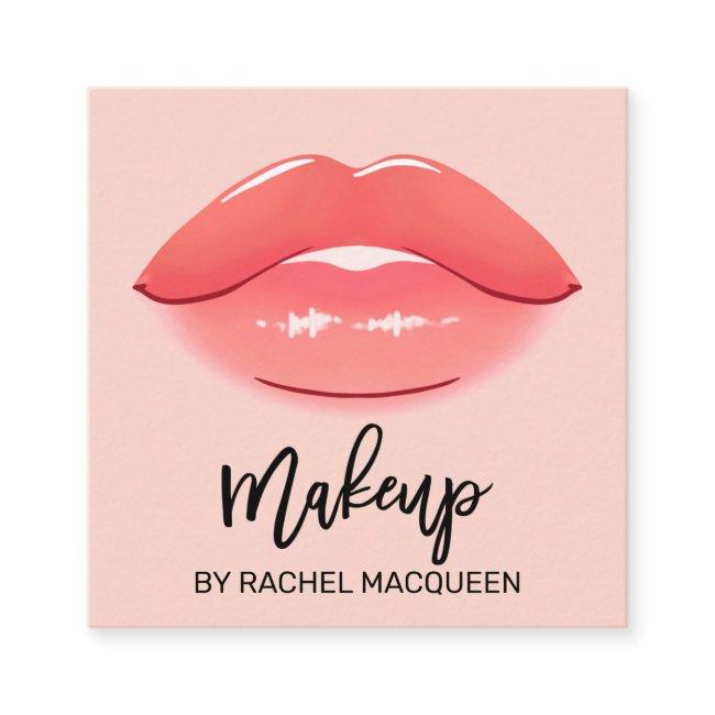 Elegant Modern Coral Pink Lips Makeup Artist Squar Square