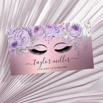 Elegant modern floral purple glitter eyelashes