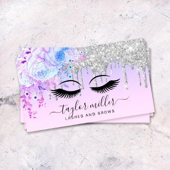 Elegant modern floral purple silver eyelashes