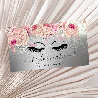 Elegant modern floral silver glitter eyelashes