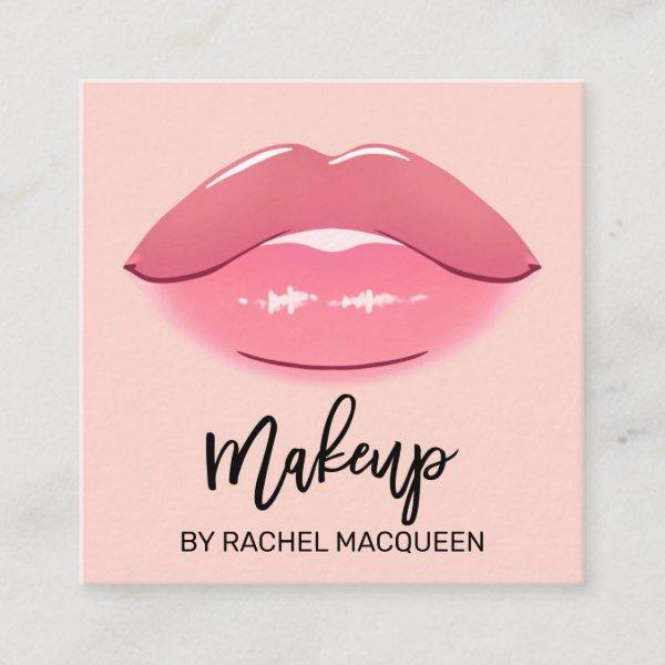 Elegant Modern Girly Pink Lips Makeup Artist Squar Square