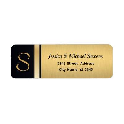 Elegant modern gold / black monogram wedding label