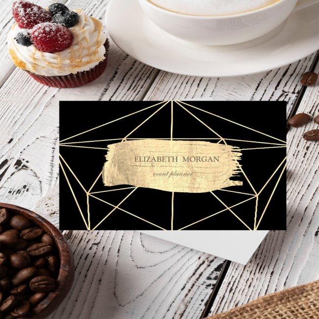 Elegant Modern Gold Brush Stroke Geometric,Black