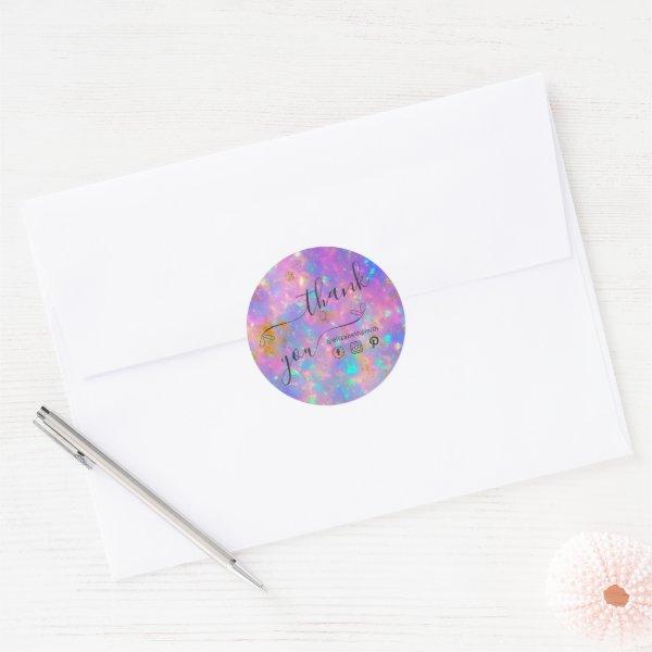 Elegant Modern Gold Fire Opal Stone Thank You Classic Round Sticker