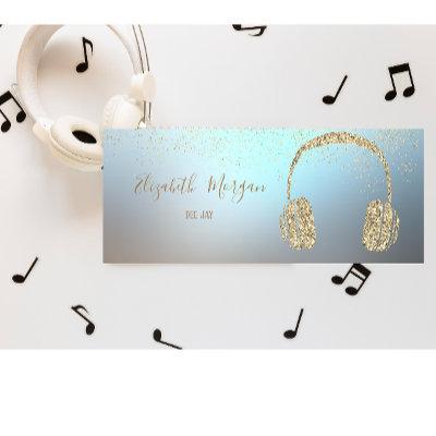 Elegant Modern Gold Glitter Headphone DJ, Confetti Mini