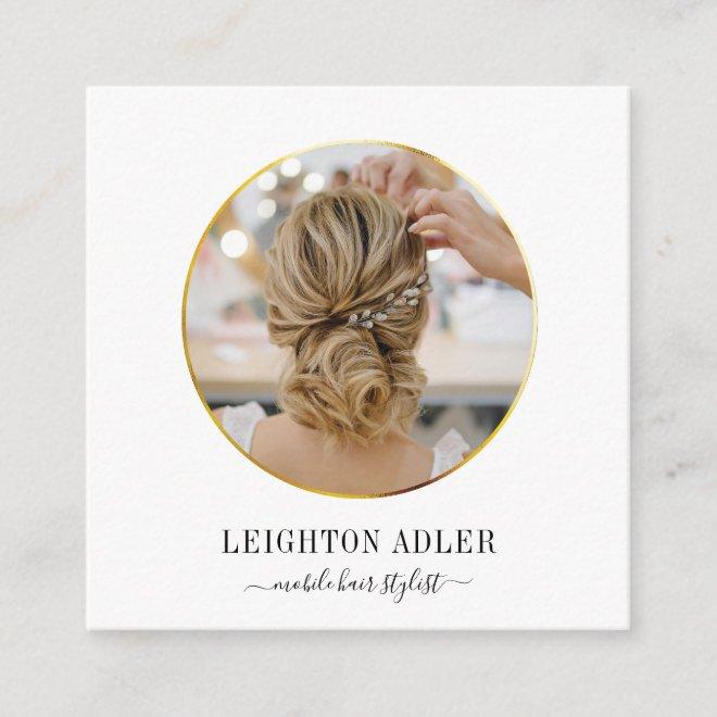 Elegant Modern Gold Hair Stylist Chic Script Calling Card