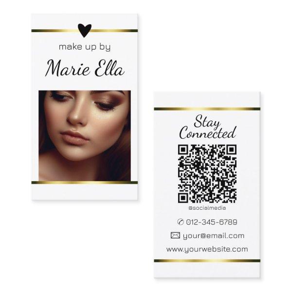 Elegant Modern Gold Heart with Photo and QR Code