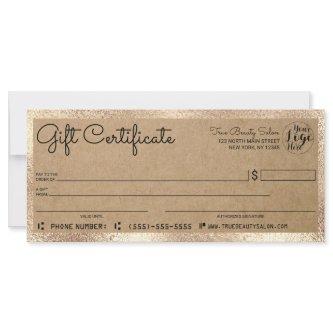 Elegant Modern Gold Kraft Check Gift Certificate