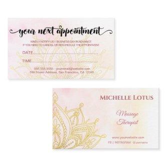 Elegant Modern Gold Lotus Rose White Appointment Card