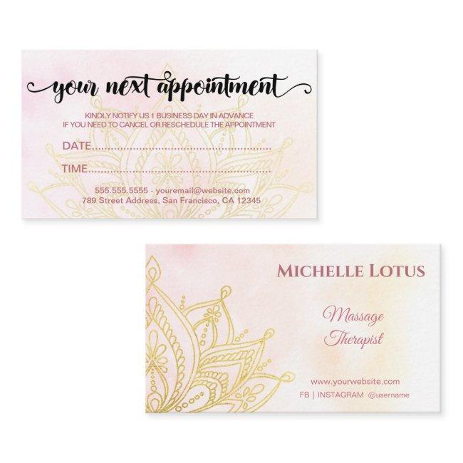 Elegant Modern Gold Lotus Rose White Appointment Card