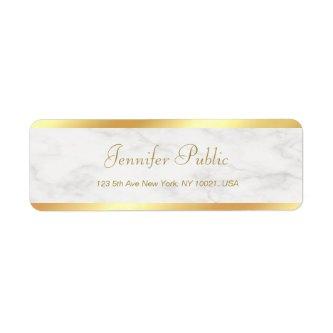 Elegant Modern Gold Marble Handwritten Script Chic Label