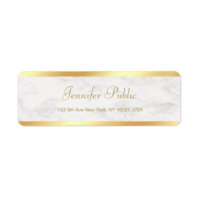 Elegant Modern Gold Marble Handwritten Script Chic Label