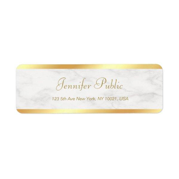 Elegant Modern Gold Marble Handwritten Script Chic Label