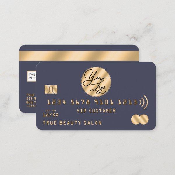Elegant Modern Gold Navy Blue Credit Card Logo