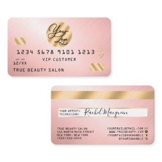 Elegant Modern Gold Pink Metallic Credit Card Logo