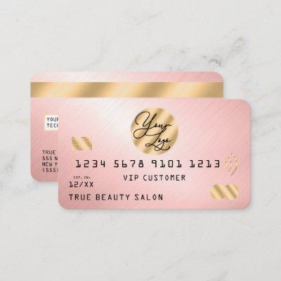 Elegant Modern Gold Pink Metallic Credit Card Logo