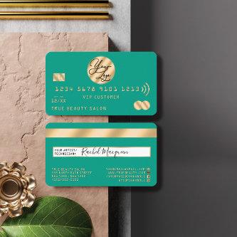 Elegant Modern Gold Teal Green Credit Card Logo