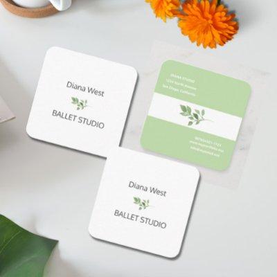 Elegant Modern Green Leaves Rounded Edges  Square
