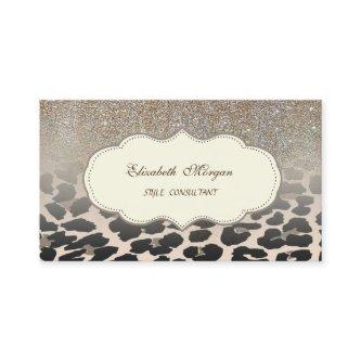 Elegant Modern Leopard Print Glitter Ombre
