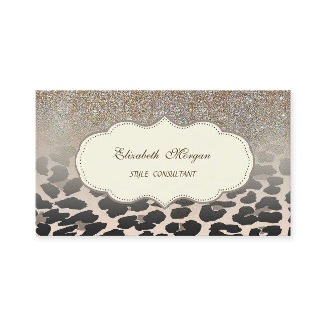 Elegant Modern Leopard Print Glitter Ombre