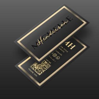 Elegant Modern Luxury Black Gold Frame Monogram
