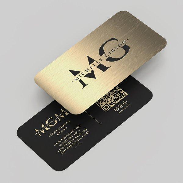 Elegant Modern Marketing Black Faux Gold Monogram