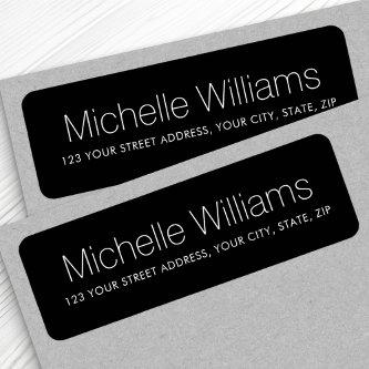 Elegant modern minimal black return address label