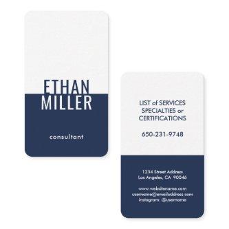Elegant Modern Minimalist Navy Blue White Vertical