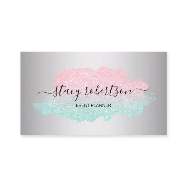Elegant modern mint & rose gold glitter planner