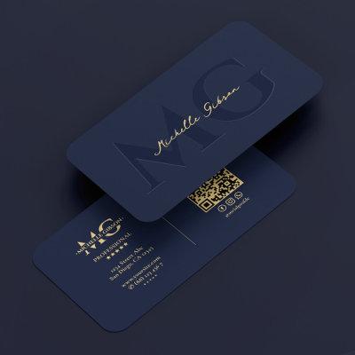 Elegant Modern Monogram Dark Navy Professional