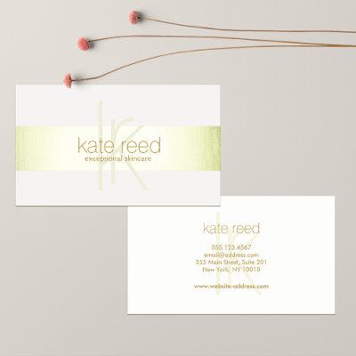 Elegant Modern Monogram Faux Green Foil Stripe