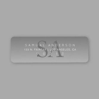 Elegant Modern Monogram Ombre Return Address Label