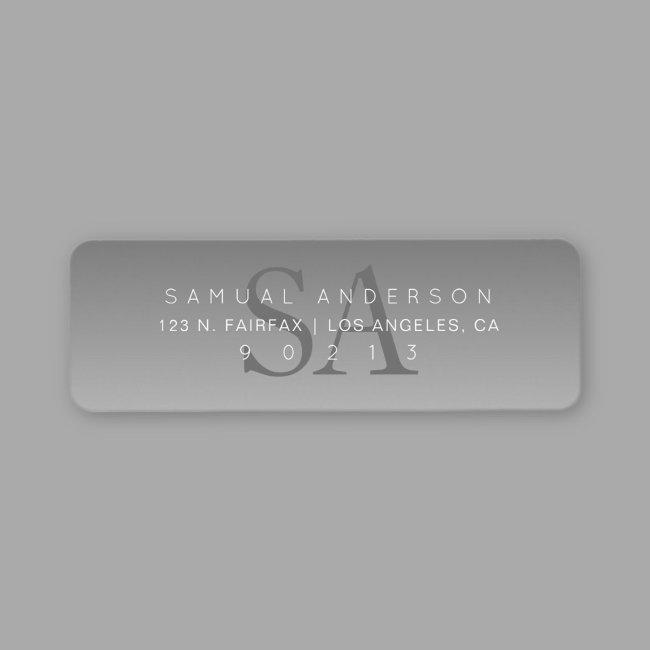Elegant Modern Monogram Ombre Return Address Label