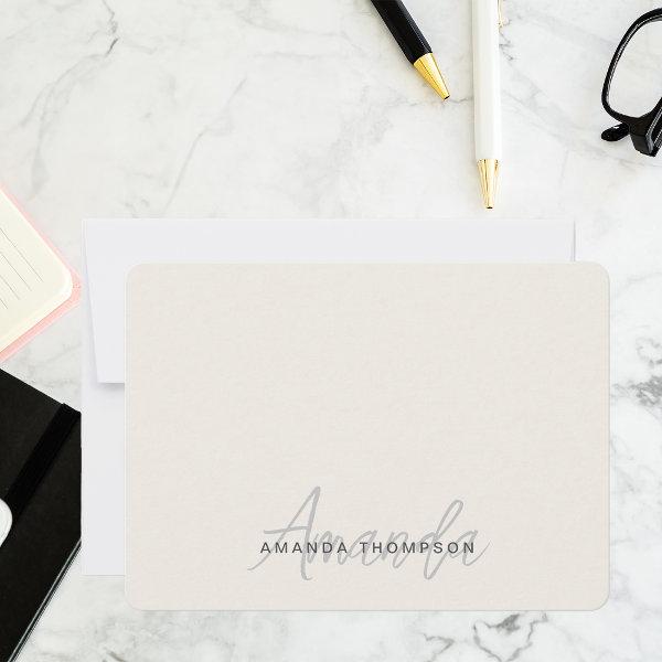 Elegant Modern Monogram Personalized With Name Note Card